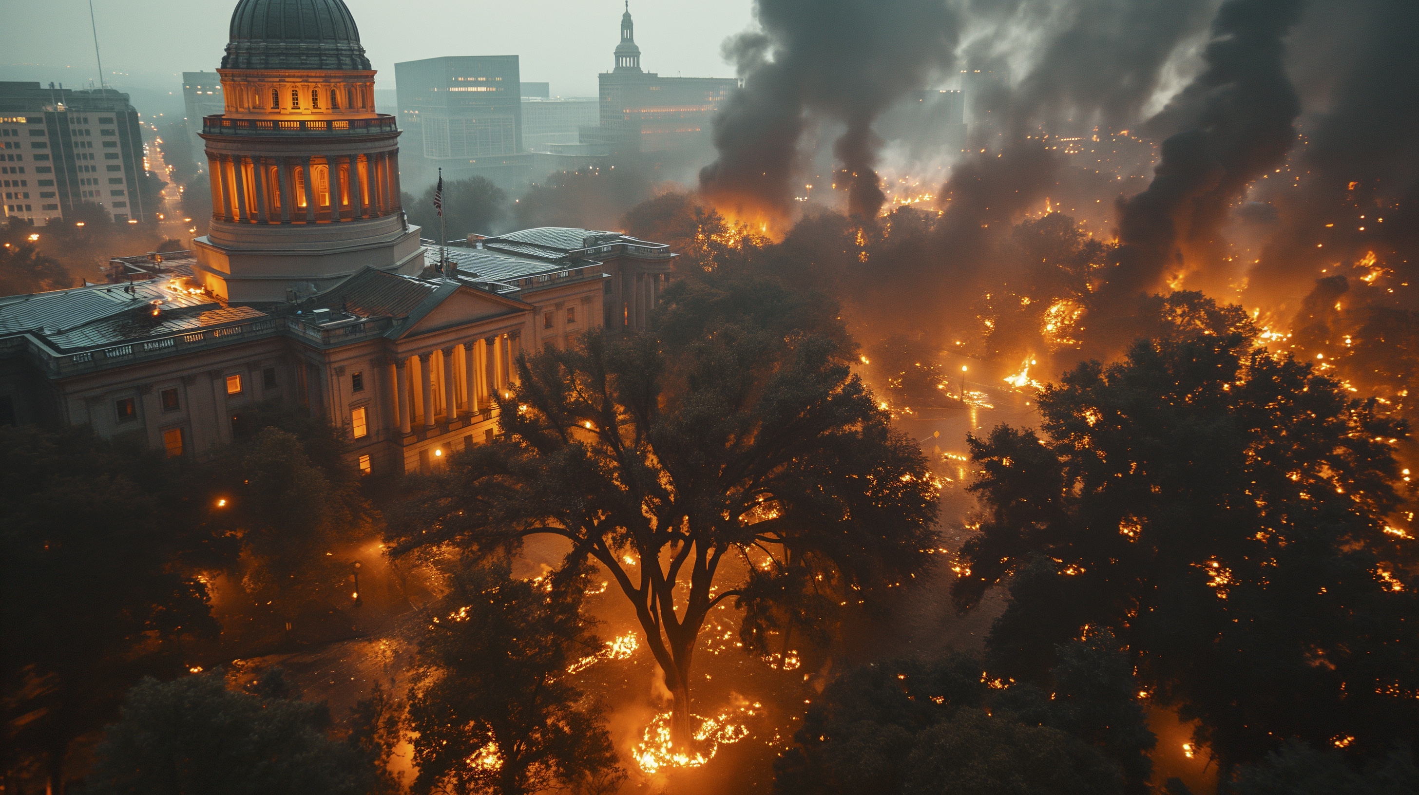 Renderman aerial photo from above of angry crowds swarming acro 1049775d 482e 4674 90f9 4dd05f84542d