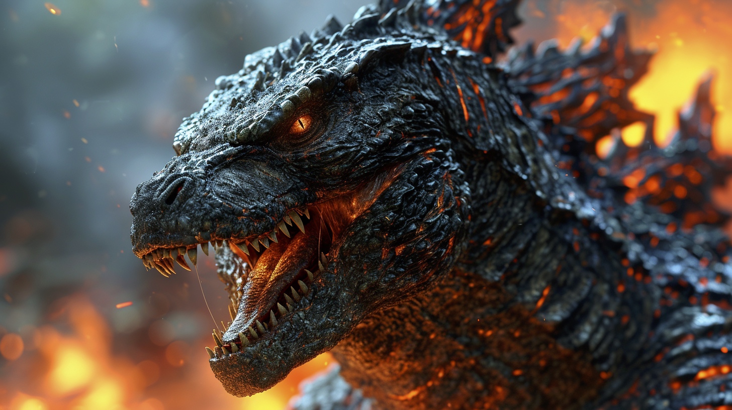 Renderman an angry Godzilla breathing fire at monster zero un e96fd43e 5a46 4dd4 bc78 aad1d44973b7 0
