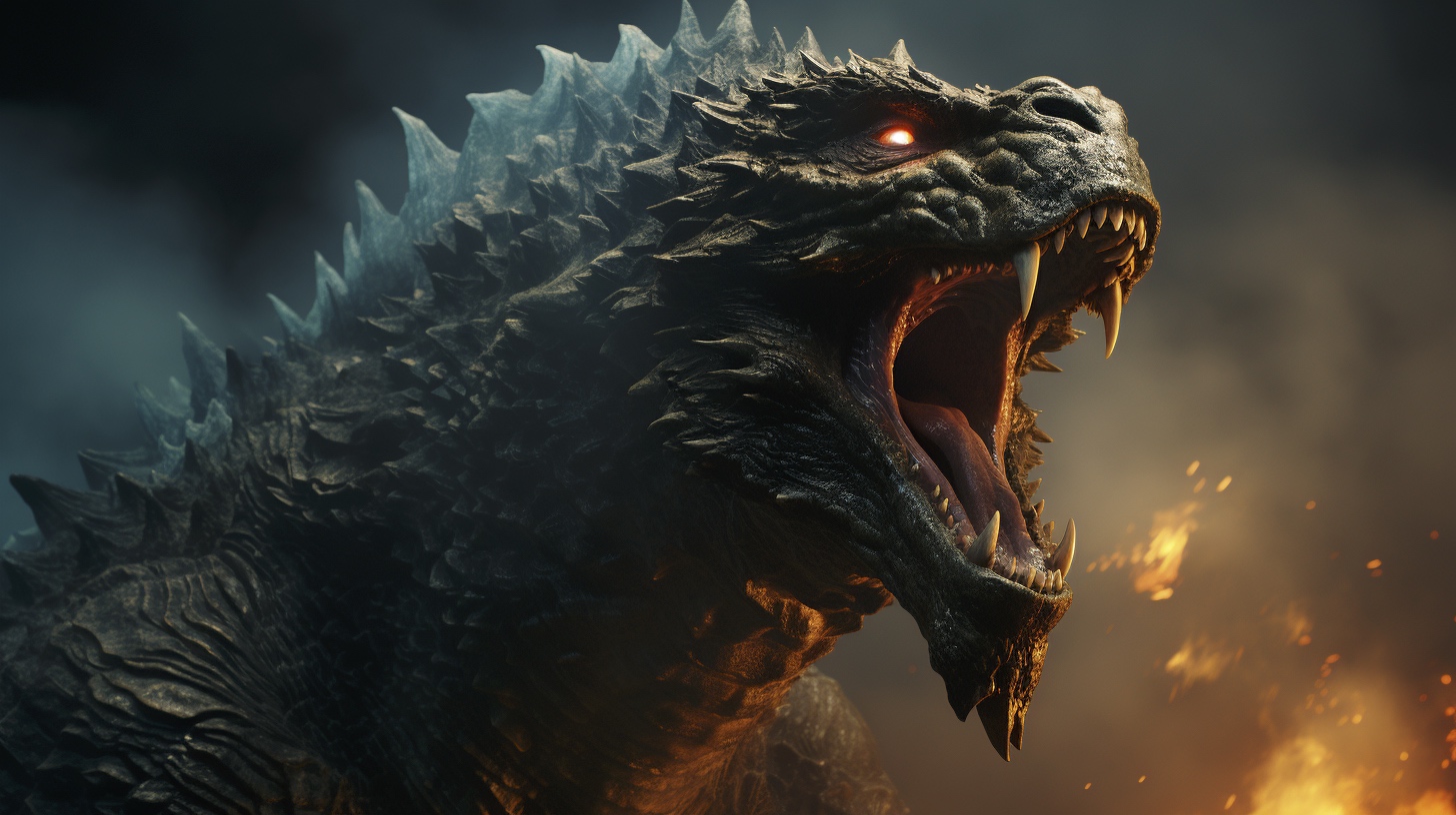 Renderman an angry Godzilla breathing his atomic breath   ar  960b8bc1 90b5 4045 a5f0 bbd603f69c4f 3