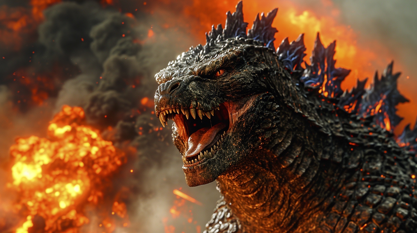 Renderman an angry Godzilla breathing his atomic breath at mo 6c8accec ea4f 4fc8 bbde 63714f47093a 0