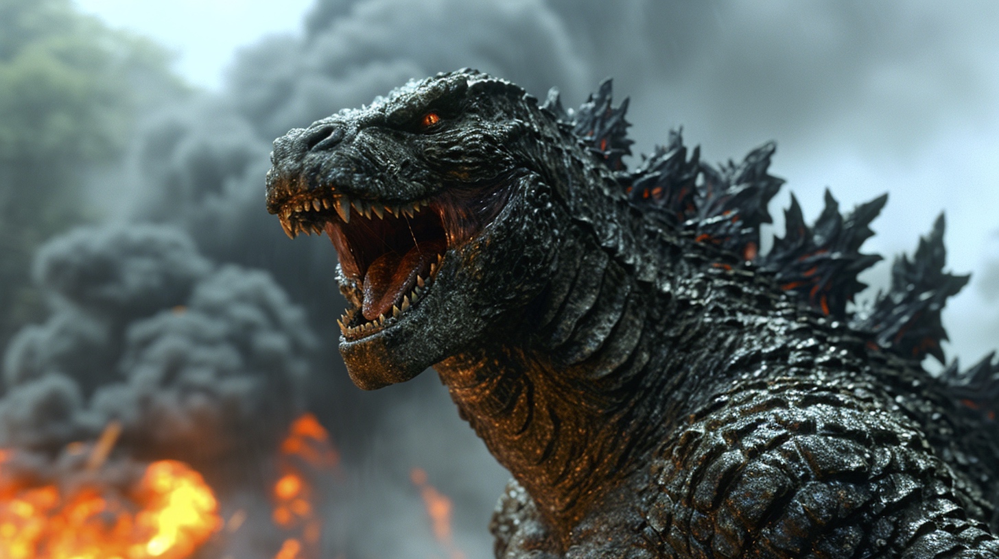 Renderman an angry Godzilla breathing his atomic breath at mo 6c8accec ea4f 4fc8 bbde 63714f47093a 1
