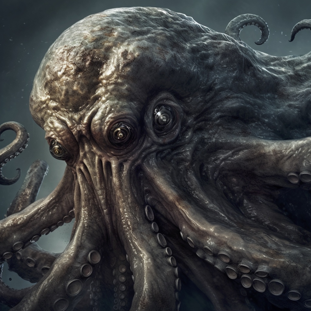 Renderman detailed photograph of an angry kraken with fierce ey fd6601ee b371 44be bc9d 6aa9e9dbea74