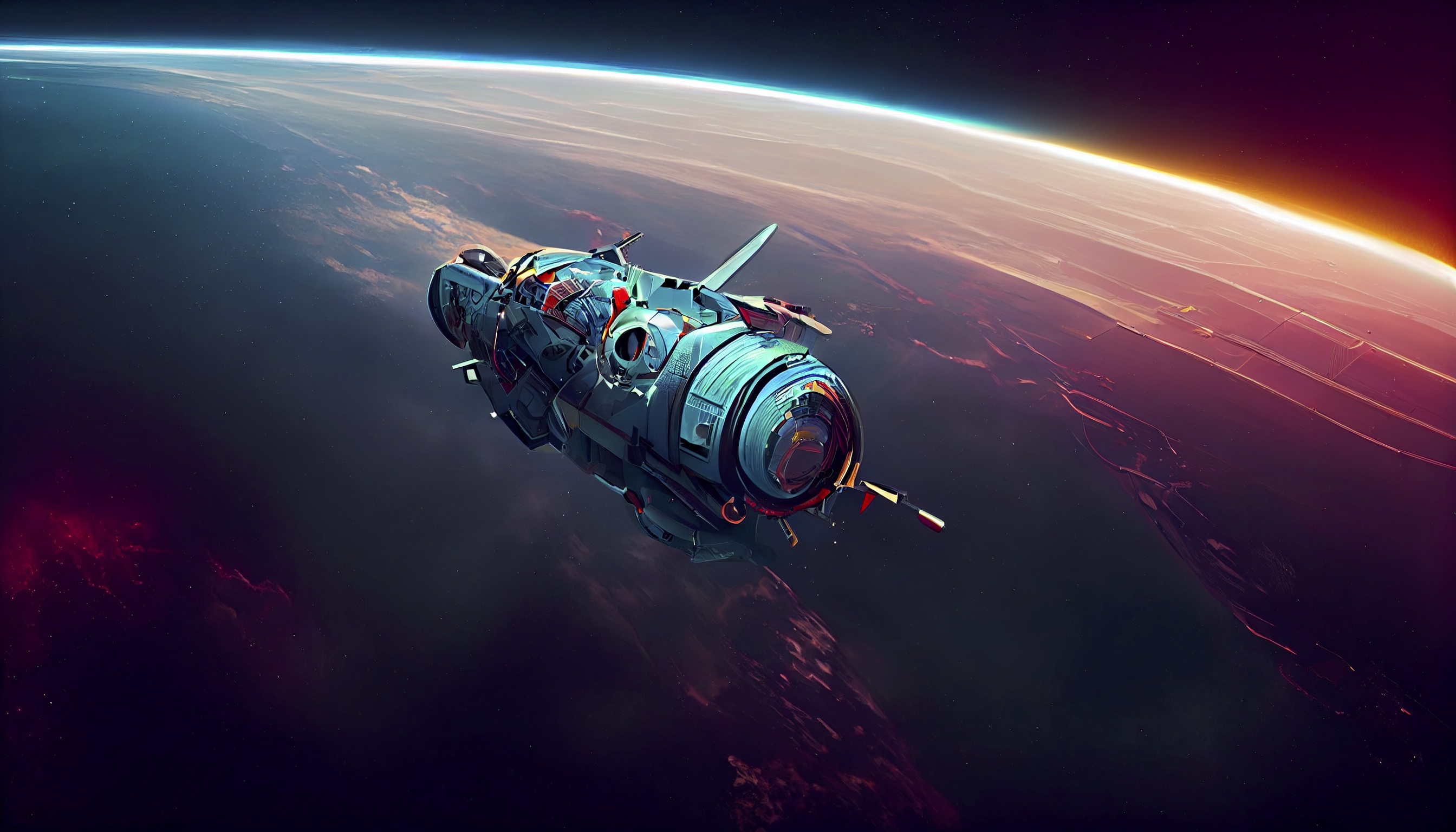 Renderman futuristic advanced spaceship in orbit in the style o 6c61c71f 9cf2 43ff bc72 a8f4a8208c5a