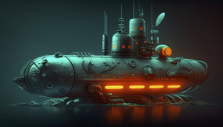 Renderman futuristic retro Russian nuclear submarine unsplash 4af90288 2d5c 45e0 928b b41727baa373 2